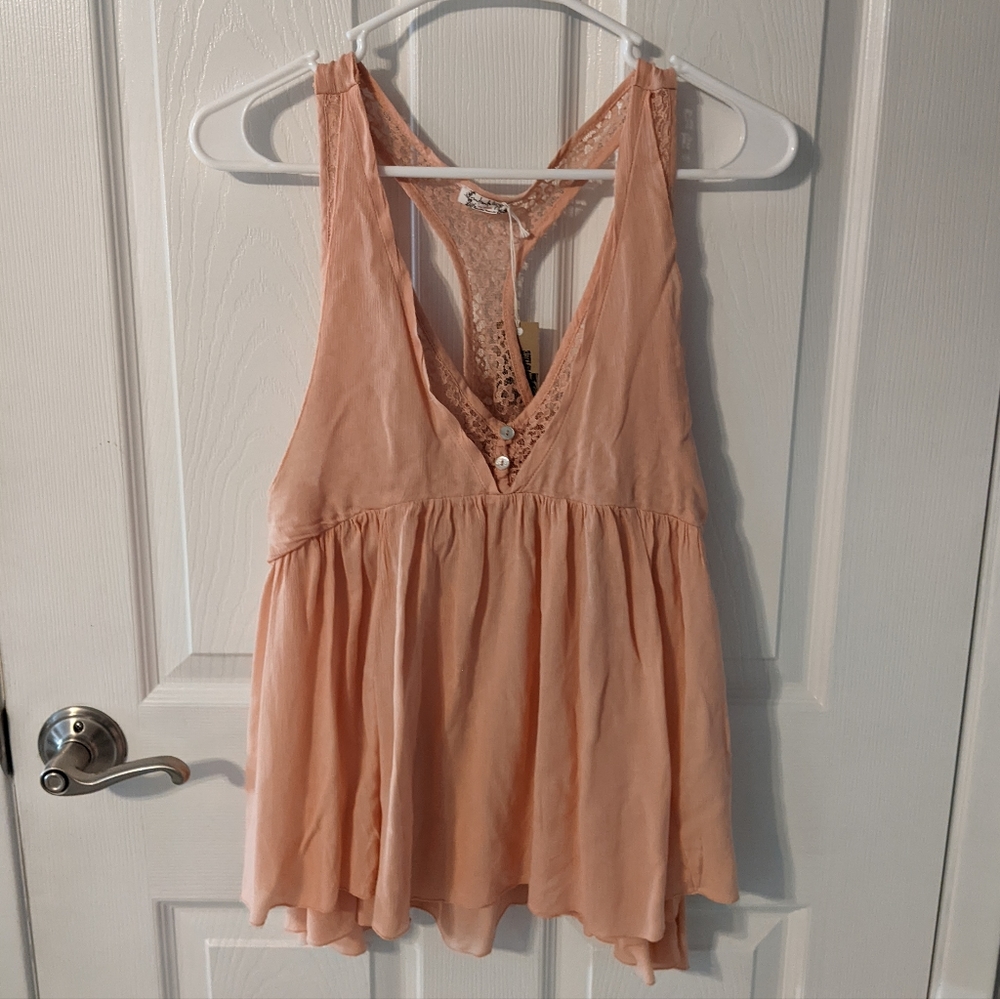 Free People Orange Pink Sleeveless Backless Tank Top